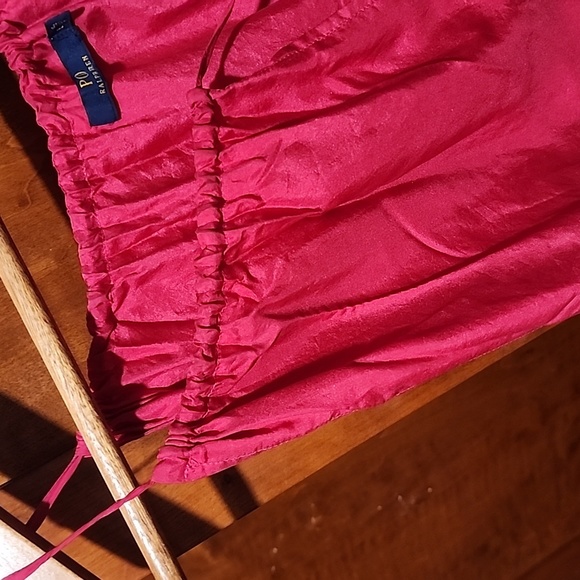 Deep rose/ruby strappy adjustable silk slip blouse - Picture 3 of 8